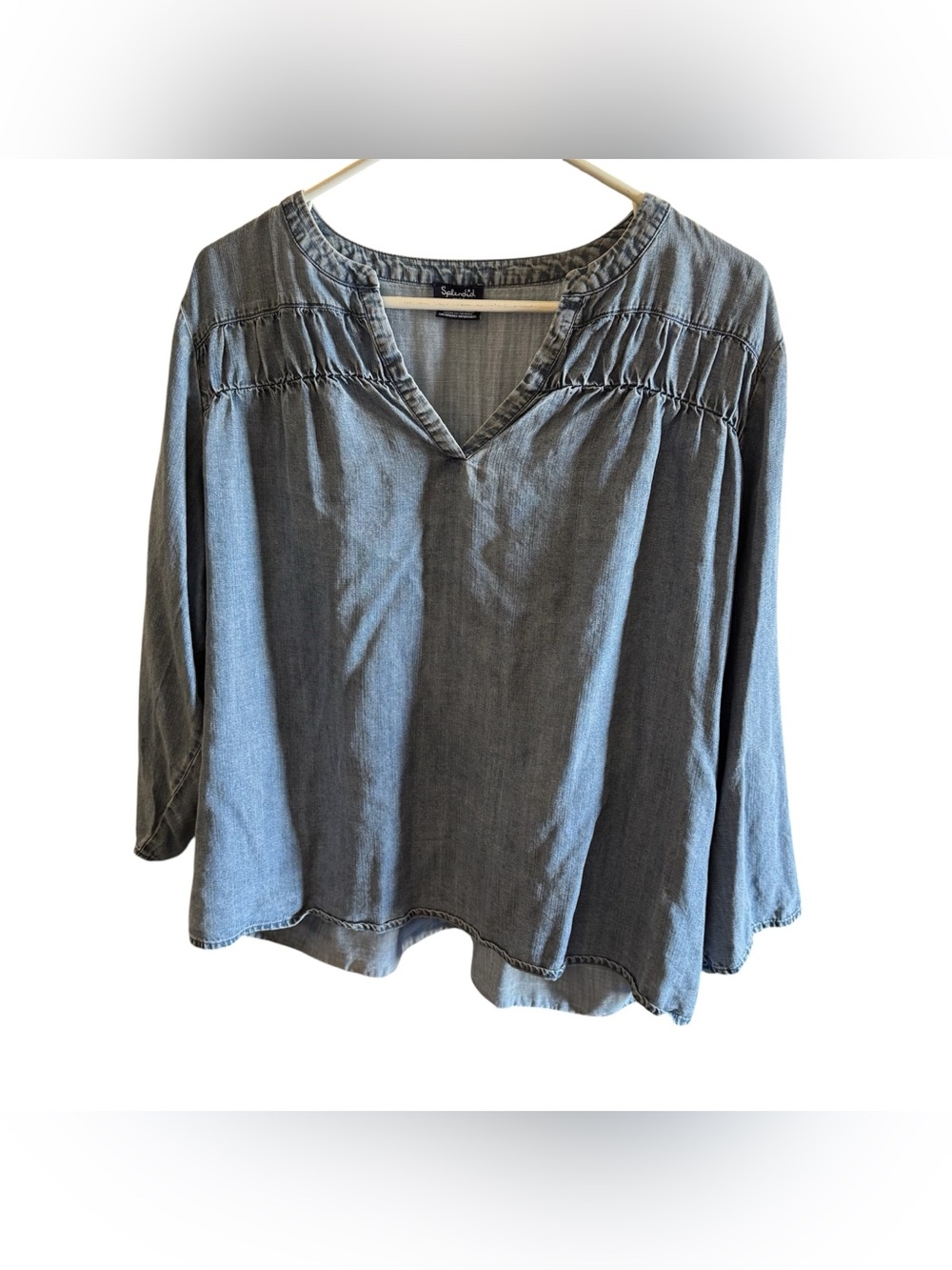 Splendid Slate Blue Denim Tunic with V-Neck